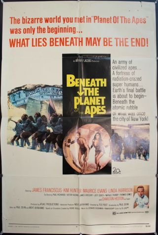 1970 Beneath The Planet Of The Apes One Sheet Usa Movie Poster Vintage
