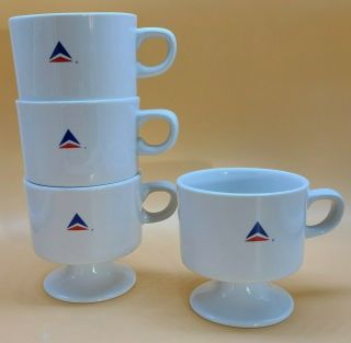 Vintage Delta Airlines Logo White Ceramic Coffee Tea Cup Mug Abco Usa Set Of 4
