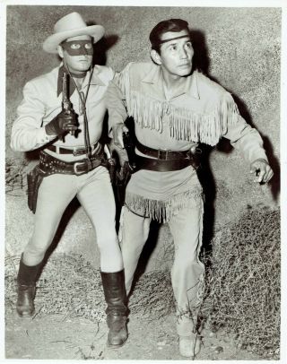 1949 Vintage Photo Clayton Moore Jay Silverheels Poses “the Lone Ranger " Tv Show