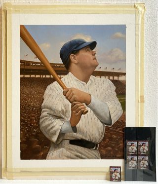 Babe Ruth The Stamp Painting " The Called Shot " York Yankees