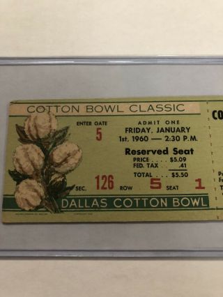 Syracuse University Vs Texas Football Full Ticket 1960 Cotton Bowl Ernie Davis