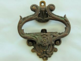 Antique French Reclaimed Bronze Baroque Style Door Knocker And Strike Plate