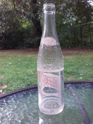 Vtg 1957 Anchor Hocking Red Label Pepsi Cola Glass Returnable Bottle Bryan Ohio 3