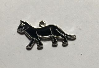 Vintage Wells Sterling Silver & Enamel Figural Black Cat 4/5” Charm