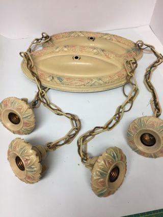 Two Vintage Flush Ceiling Lights With Two Hanging Lights On Each