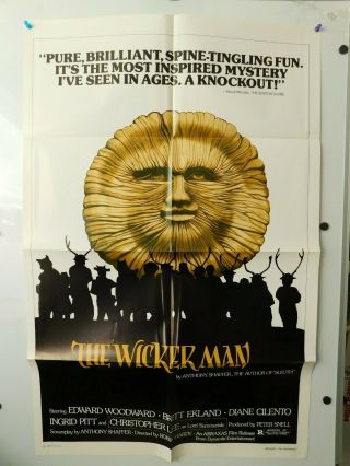 Vintage " The Wicker Man " 1973 Movie Poster Horror Cult Edward Woodward