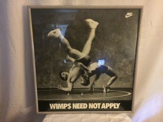 Framed Vintage Nike Wrestling Poster Wimps Need Not Apply