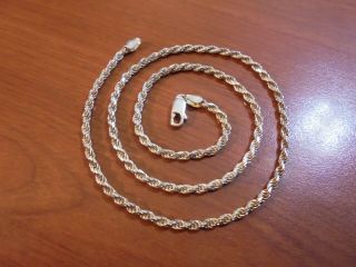 Vtg Sterling Silver Rope Chain Necklace 18 " Long 11.  7 Grams Italy