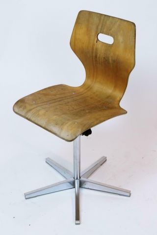 Vintage Swiss Made Height Adjustable Childrens School Chair By Embru,  1960