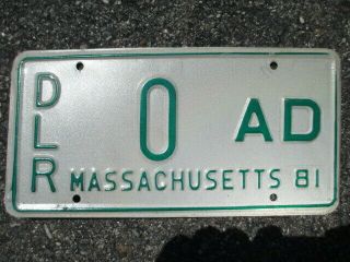 1981 Massachusetts Dealer License Plate 0 Low