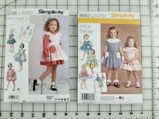 Simplicity 1950s Vintage Patterns Girls 1 - 4 8348 And 8062 G1 - 3