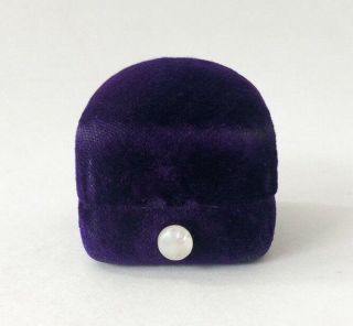 Vtg Ring Box Mop Mother Of Pearl Purple Velvet Push Button Art Deco Antique