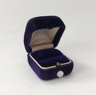 Vtg Ring Box MOP Mother of Pearl Purple Velvet Push Button Art Deco Antique 2