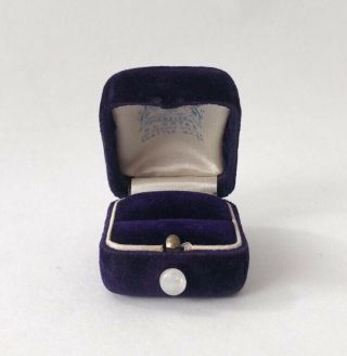 Vtg Ring Box MOP Mother of Pearl Purple Velvet Push Button Art Deco Antique 3