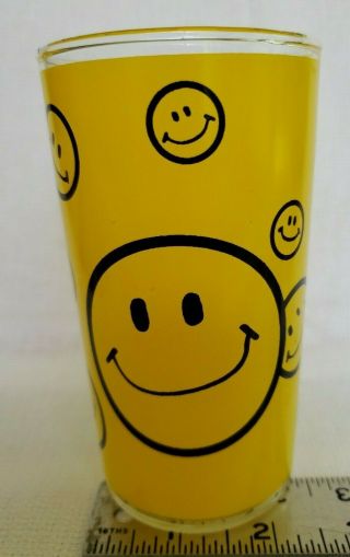 1970s Vintage Smiley Face 10 Oz Glass Tumbler Unblemished Yellow Background