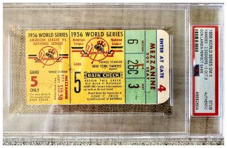 1956 World Series Game 5 Don Larsen Perfect Game Ticket Stub 10/8/56.  Psa.