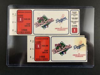 (2) 1988 World Series Ticket Stubs Game 1 A 