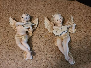 Vintage Ceramic Andrea By Sadek Wall Decor Cherub Angel Figurine 6542