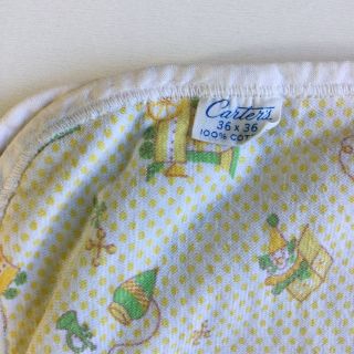 Vintage Carters Baby Blanket Yellow Animals Toys Trains Receiving Square 36 X 36