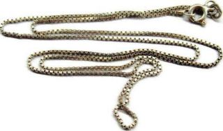 16 " Vintage Box Chain Sterling Silver 925 Heavy Patina Italy Su 1mm