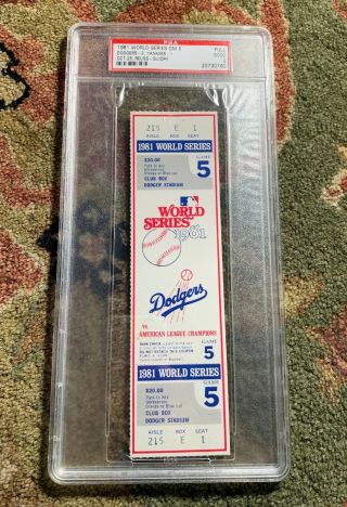 1981 World Series Game.  5 Full Ticket Psa 2
