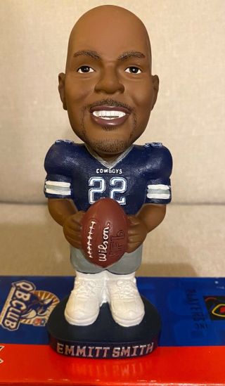 Nfl Emmitt Smith 22 Hand Painted Bobble Head Doll Dallas Cowboys Autographed