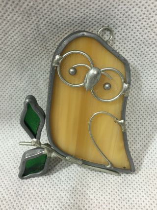 Owl Stained Glass Vintage Leaded Suncatcher