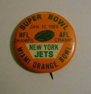 Jan 12,  1969 Bowl Pin York Jets Orange Bowl Nfl/afl Joe Namath Tough