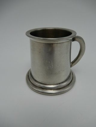 Vintage Miniature Pewter Shot Glass Stein Engraved F Made In England 2 Oz