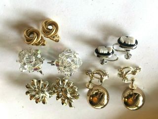 6 Pair Vintage Clip & Screw Earrings - Gold Filled,  Monet,  Duane,  Laguna,  Coro