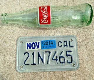 California Cali Motorcycle License Tag Plate 21N7465 Man Cave 1990 - 2000s era 2