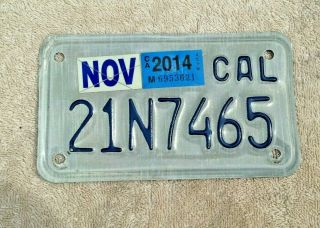 California Cali Motorcycle License Tag Plate 21N7465 Man Cave 1990 - 2000s era 3