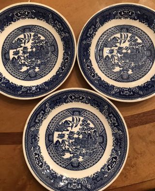 3 Vintage Blue Willow Ware By Royal China 6 " Bread/ Dessert Plate,