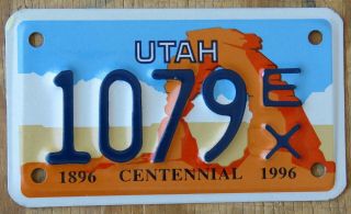 Utah Exempt Motorcycle License Plate 1990s 1079