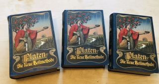 3 Antique Medical Books German Platen Die Neue Heilmethode Vol.  1,  2,  Supplement