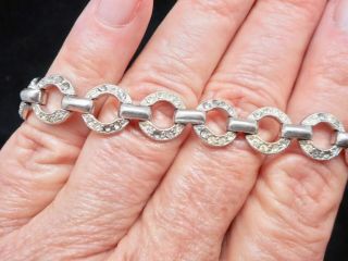 Vintage Art Deco Sterling Silver & Rhinestone W/old Clasp 7 " Length