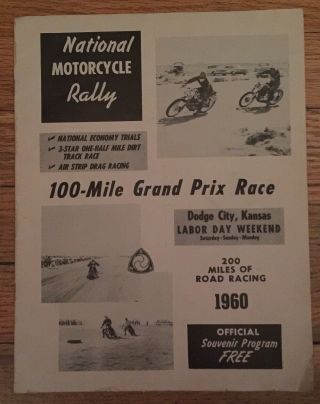 1960 Dodge City Kansas Motorcycle Race Souvenir Program