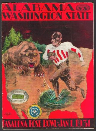 1931 Rose Bowl Football Game Program Alabama Vs.  Washington State Great Cover