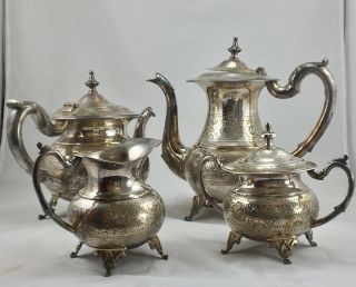 Antique/vintage E.  P.  S.  Silver Plated Coffee And Tea Set Marked E.  P.  S 15m