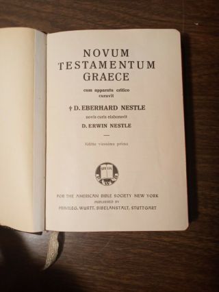 Vtg Nestle - Aland Novum Testamentum Graece Greek Translation Bible