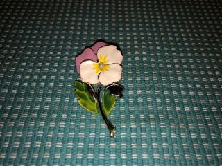 Vintage Enamel Pansy Flower Pin By Gerry’s Costume Jewelry Brooch