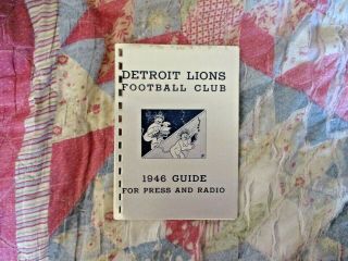 1946 Detroit Lions Media Guide Press Book Program Yearbook Nfl Football Ad