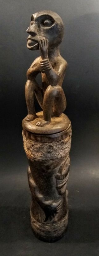 Old Dayak Wooden Shaman Medicine Container - Indonesia - 20th Century