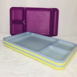 5 Tupperware Pastel Divided Trays Camping Picnic Cafeteria Tv Vintage