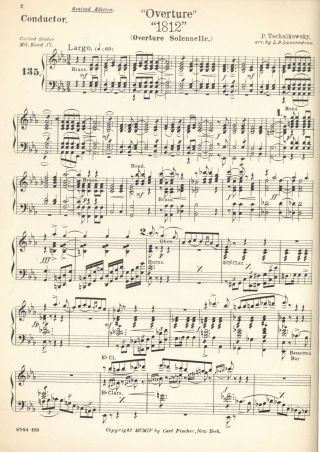 1812 Overture Vintage Carl Fischer Publication Updated With Modern Parts.