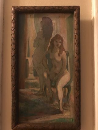 Vintage Oil Painting; Listed Artist; Two Nude Women; Signed/framed