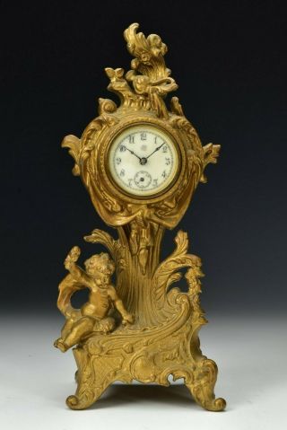 Antique 19th Century Jennings Brothers Art Nouveau Cherub Clock