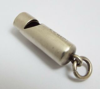 Lovely Orig English Antique Victorian 1898 Solid Silver Albert Chain Whistle Fob