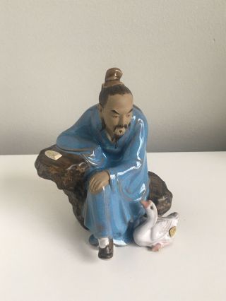 Vintage Chinese Mud Man With A Duck