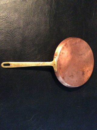 Antique Copper And Brass 9.  5 Frying Pan Skillet Havard Made In France